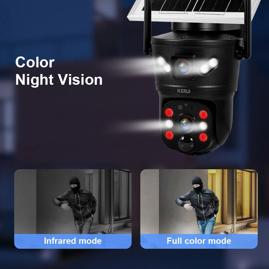6MP Solar Powered 4G WiFi Dual Lens Outdoor Security Camera
