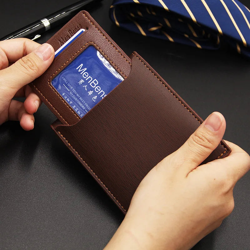 Fashion Casual Men's Short Wallet - Multi-functional Draw Card Holder for Men, Slim Cardholder Bags with Free Shipping 