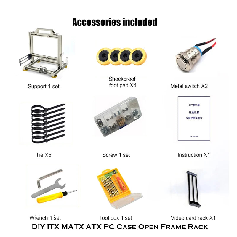 MOD Gamer-behuizing, DIY ITX MATX ATX PC-behuizing open frame rek, waterkoeler desktop computer gaming chassis, verticale persoonlijkheid