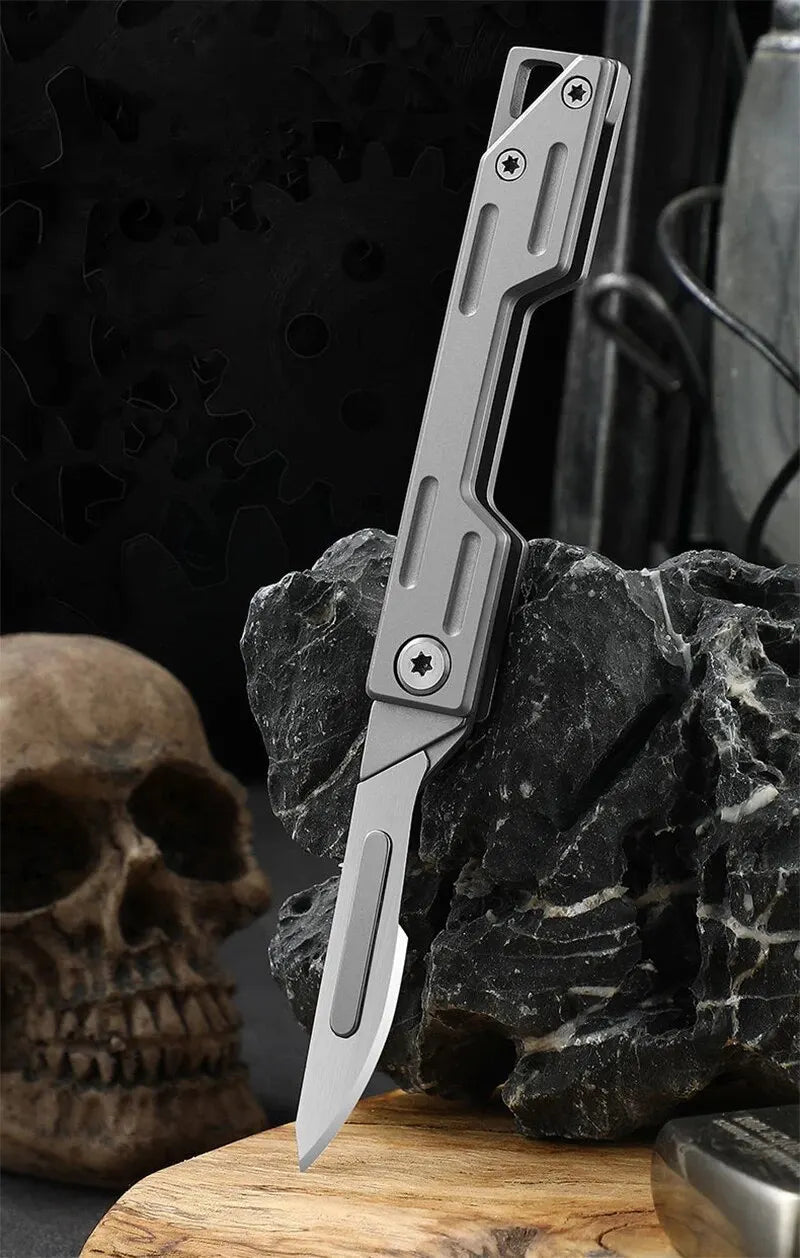 Folding Knife Stainless Steel Pocket Knife With 9 Replaceable Blades, Sharp Hobby Knife Craft Knife Kit 