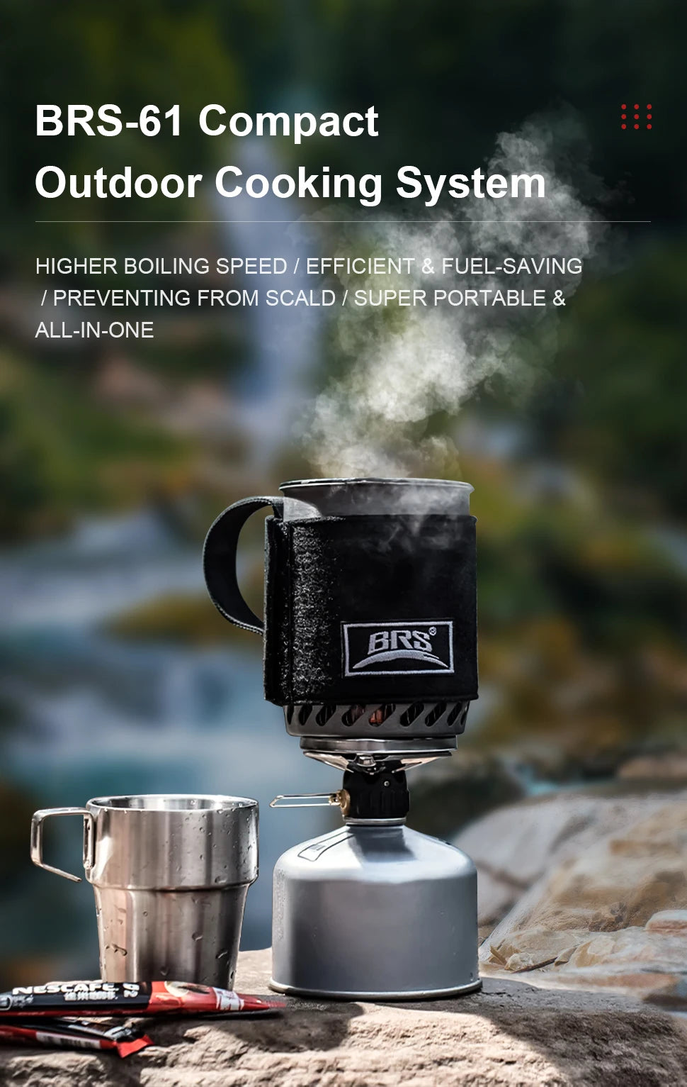BRS-61 Camping Stove Kit with 1500W Heat Collecting Pot
