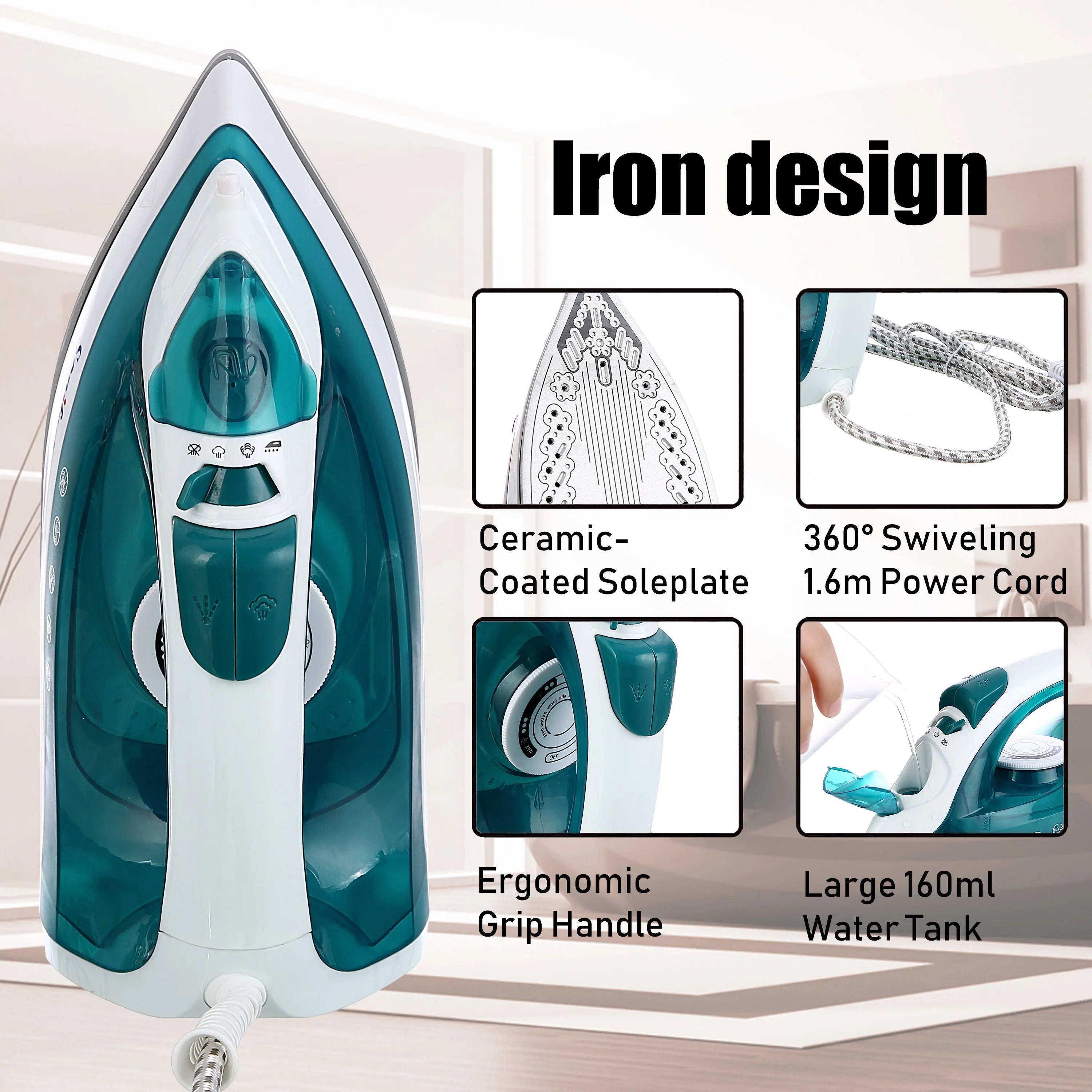 Electric Iron Portable Mini Garment Steamer Steam Iron For Clothing Iron Adjustable Ceramic Soleplate Iron For Ironing Sonifer 