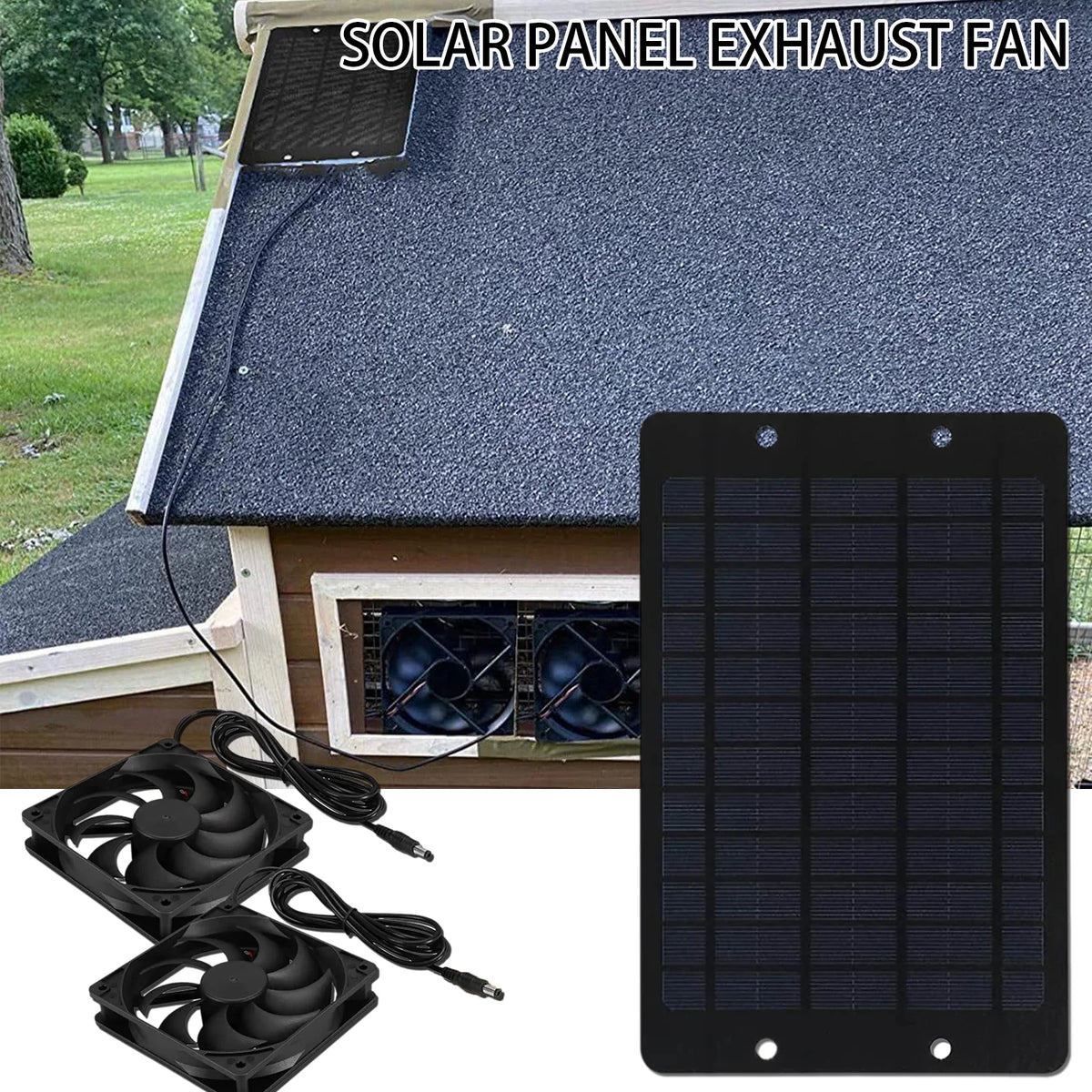 12V solárny ventilátor Solárny nabíjač Odvetrávací ventilátor Ventilátor poháňaný solárnym panelom Vzduchový extraktor pre psa kurací dom RV skleníkový ventilátor