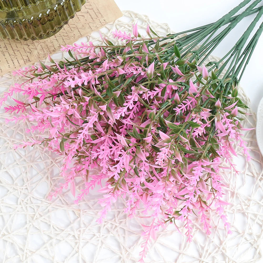 Artificial Flower Plastic Lavender Fake Plant Wedding Home Garden Decoration Bridal Bouquet Photography Props Household Products 