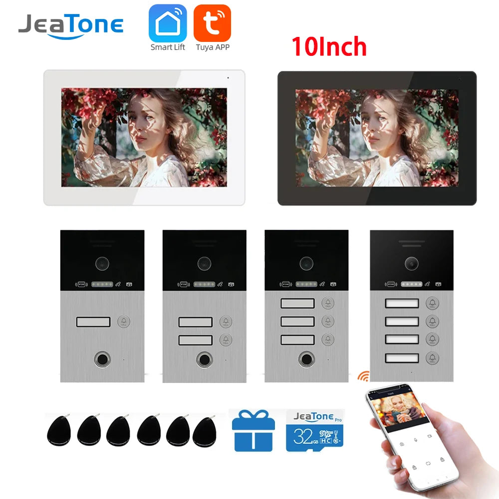 Jeatone 1080P 7Inch Monitor Screen Tuya WiFi Fingerprint Video Intercom Home Door Phone Camera with ID Cards Unlock Spy-shop.com