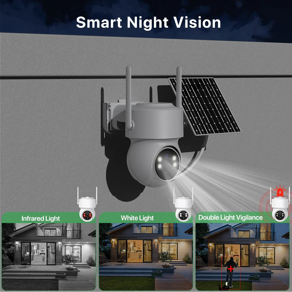 WiFi PTZ Camera Outdoor Wireless 10X Zoom Solar IP Camera 4MP Built-in Battery Video Surveillance Camera Long Time Standby iCsee 