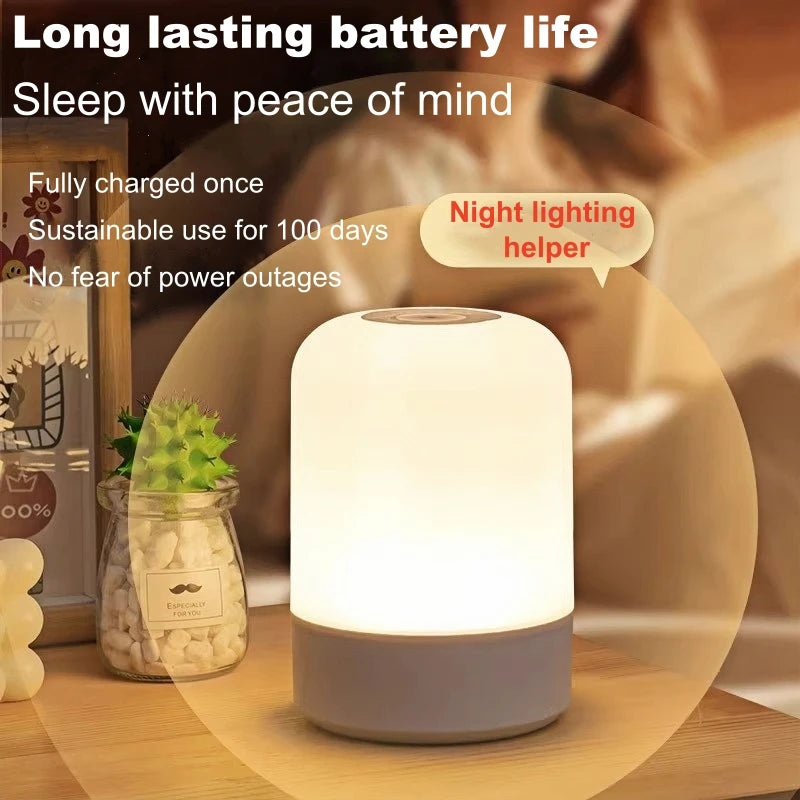 Candeeiro de mesa de cabeceira LED regulável por toque e alimentado por USB