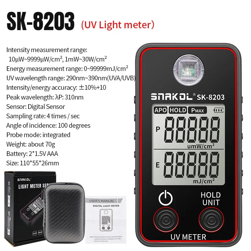 Meter de lumină digital cu opțiuni de model de măsură