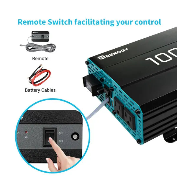 Inversor de Onda Senoidal Pura 1000W Conversor de 12V DC para 120V AC
