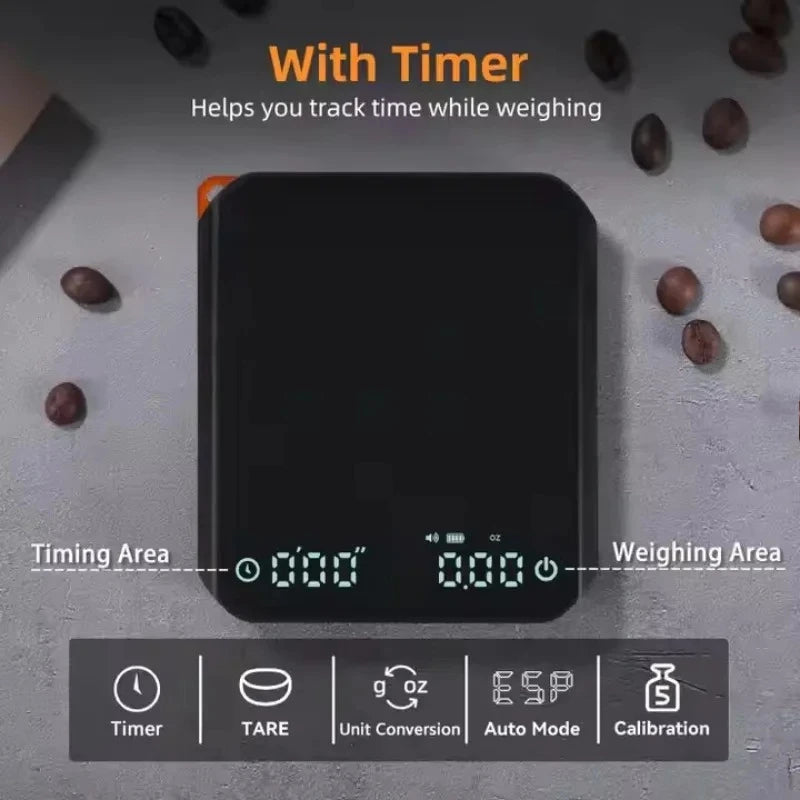 Balança de café mini com temporizador, 2 kg / 0.1 g