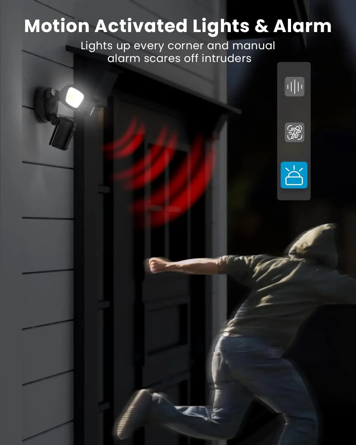 2K Outdoor Security Camera with Motion Sensor, Siren & Night Vision