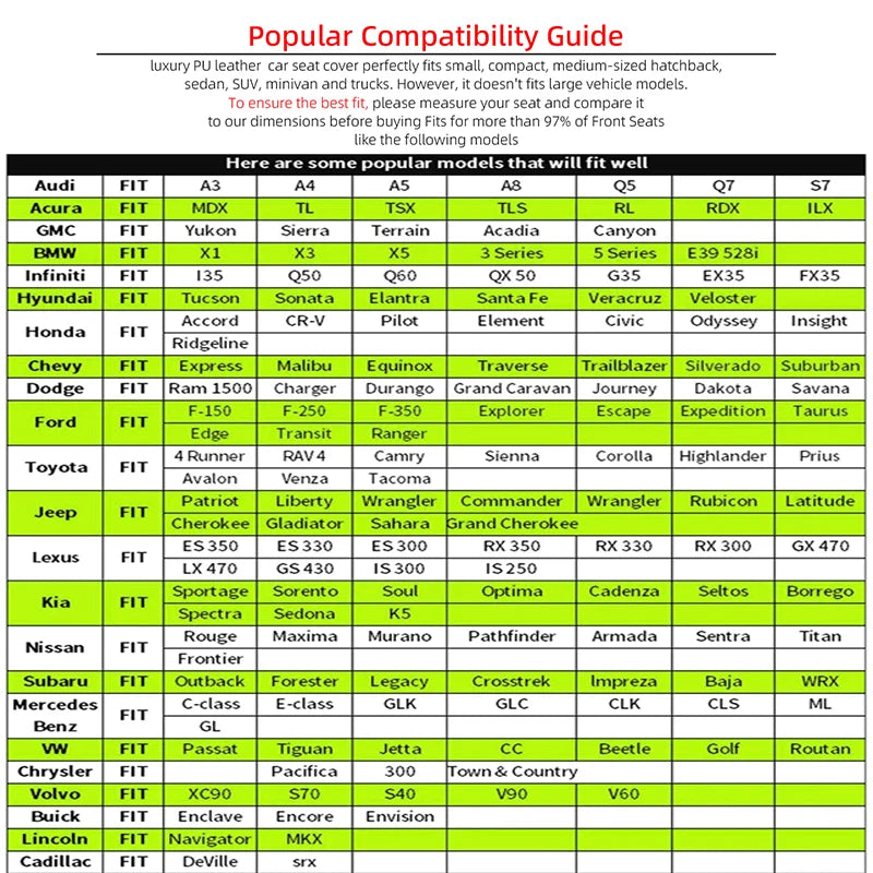 Чохол-подушка на переднє сидіння автомобіля з PU шкіри