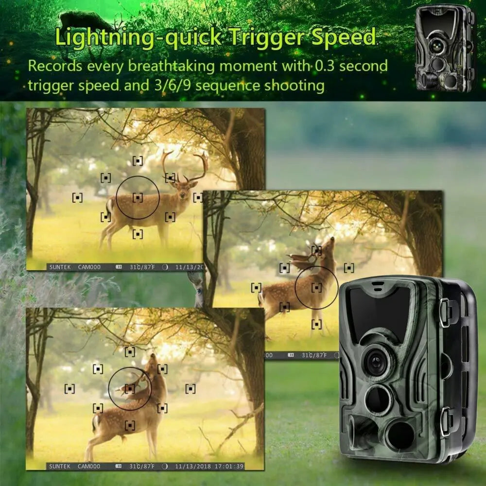 Efficient Hunting Camera PR801A with 120-Degree PIR Sensor: High Resolution, Night Recording, Continuous Photography