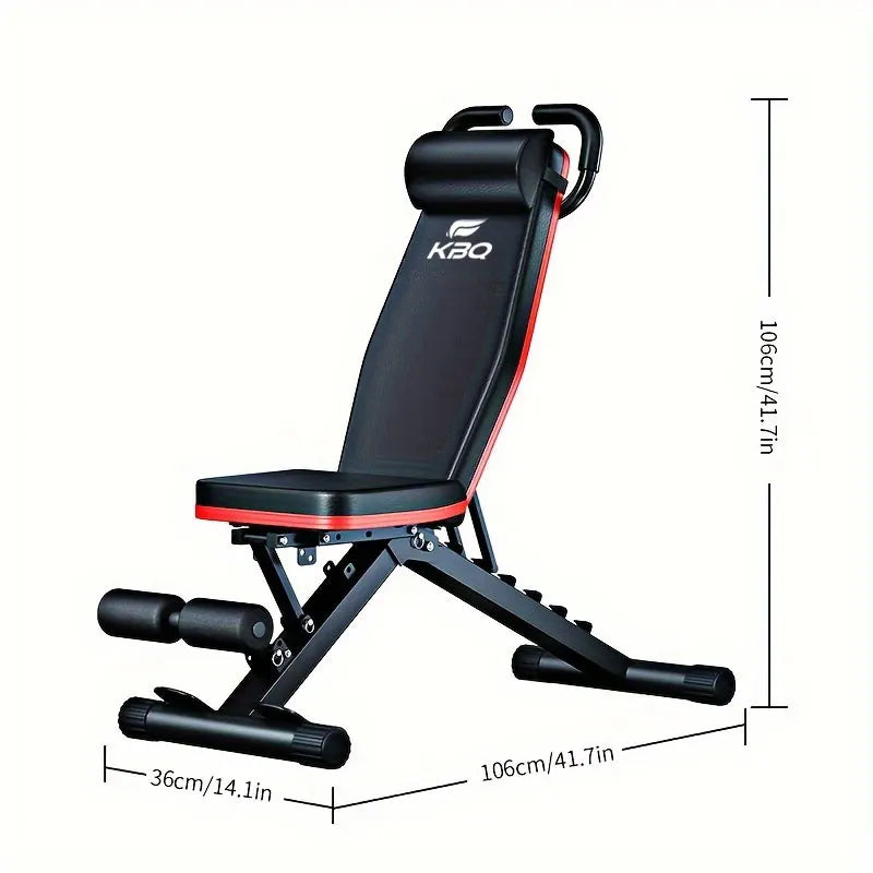 Adjustable Foldable Roman Chair Fitness Bench with Resistance Bands