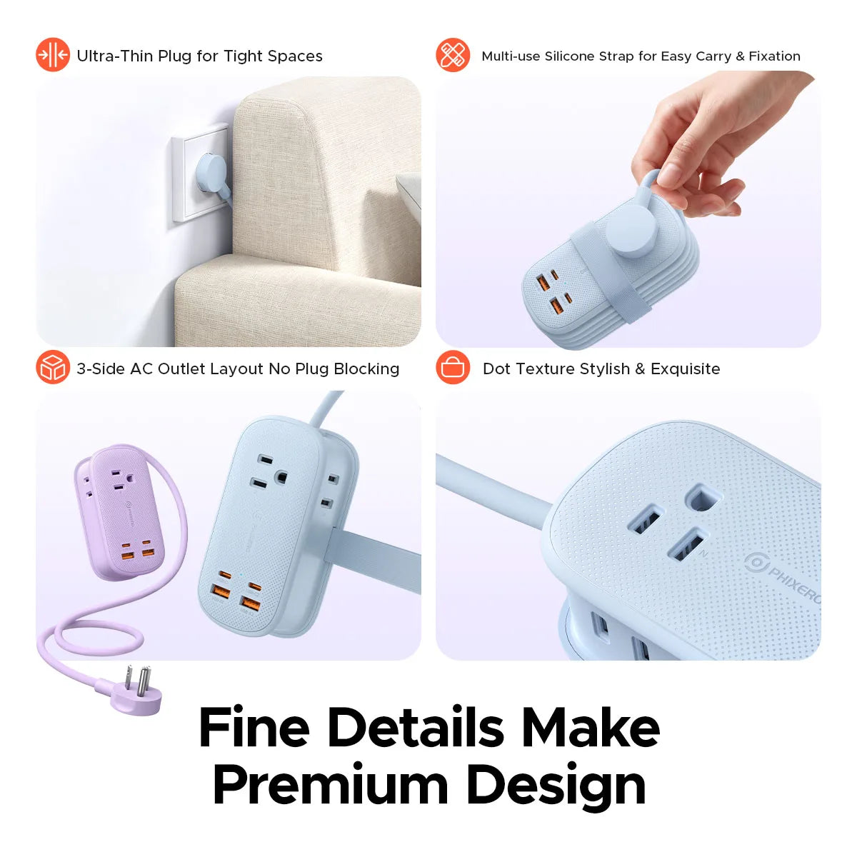 US-Plug Power Strip with USB Ports - Model Options