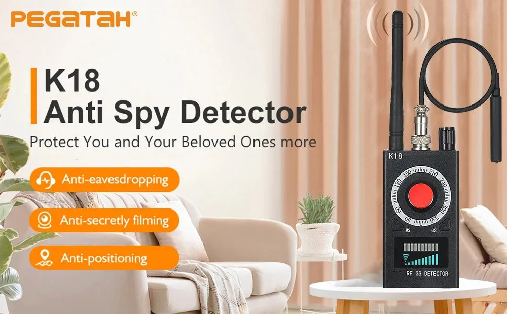 K18 Multi-function Anti-Candid Camera Wireless Lens Device Finder 1MHz-6.5GHz GSM Audio Bug GPS Signal RF Spy Tracker Detect