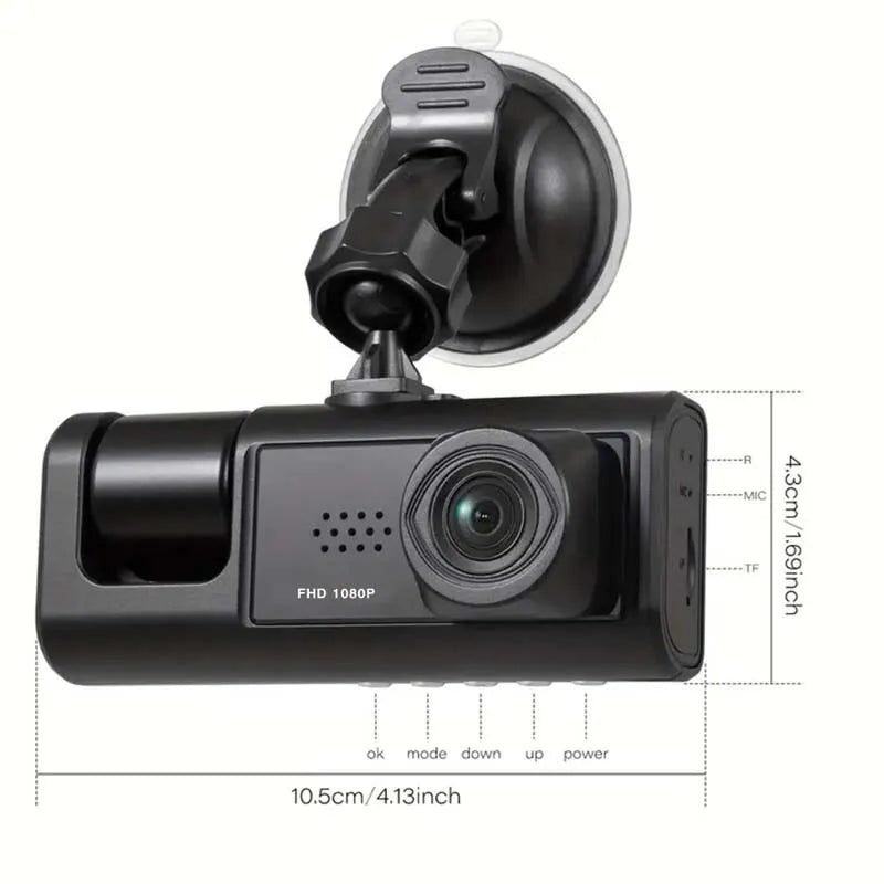 Dash Cam con registrazione in loop per visione notturna IR e schermo IPS da 2" 1080P 3 telecamere (tempi di consegna 25 giorni)