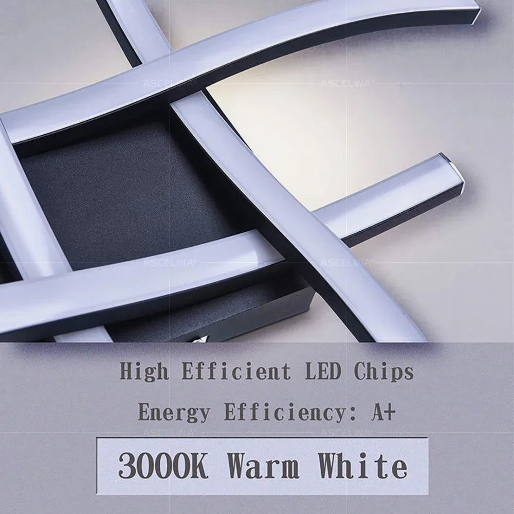 Black Wave-Style LED Ceiling Light, Cool White