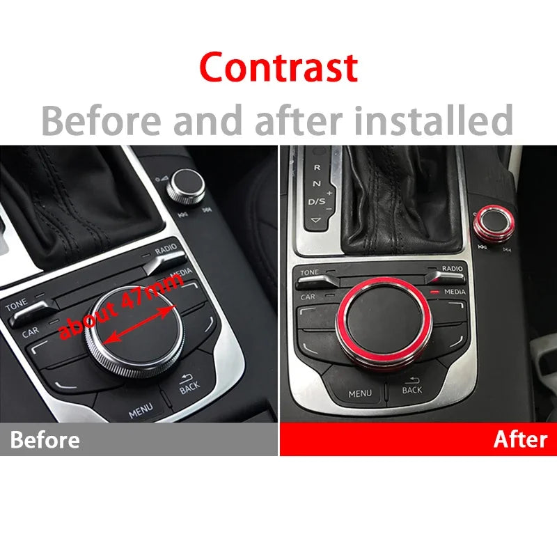 Metal Center Console Volume Knob Trim Ring for Audi A3 S3