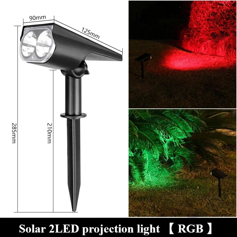 مصباح كشاف شمسي للحديقة، بخيارات الأبيض أو الأبيض الدافئ أو RGB