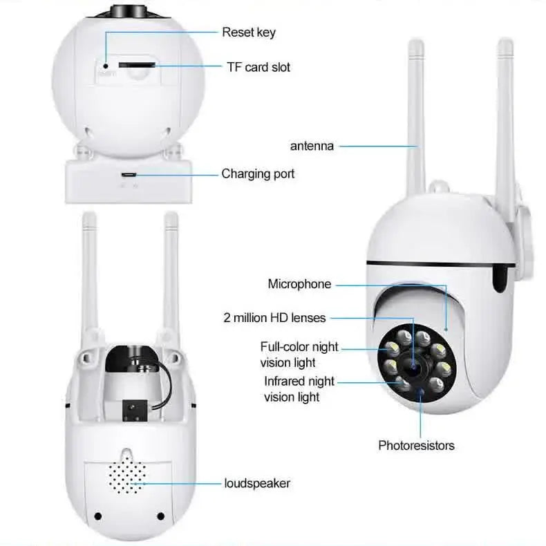 Smart Outdoor WiFi Security Camera 1080P Color Night Vision 2-Way Audio