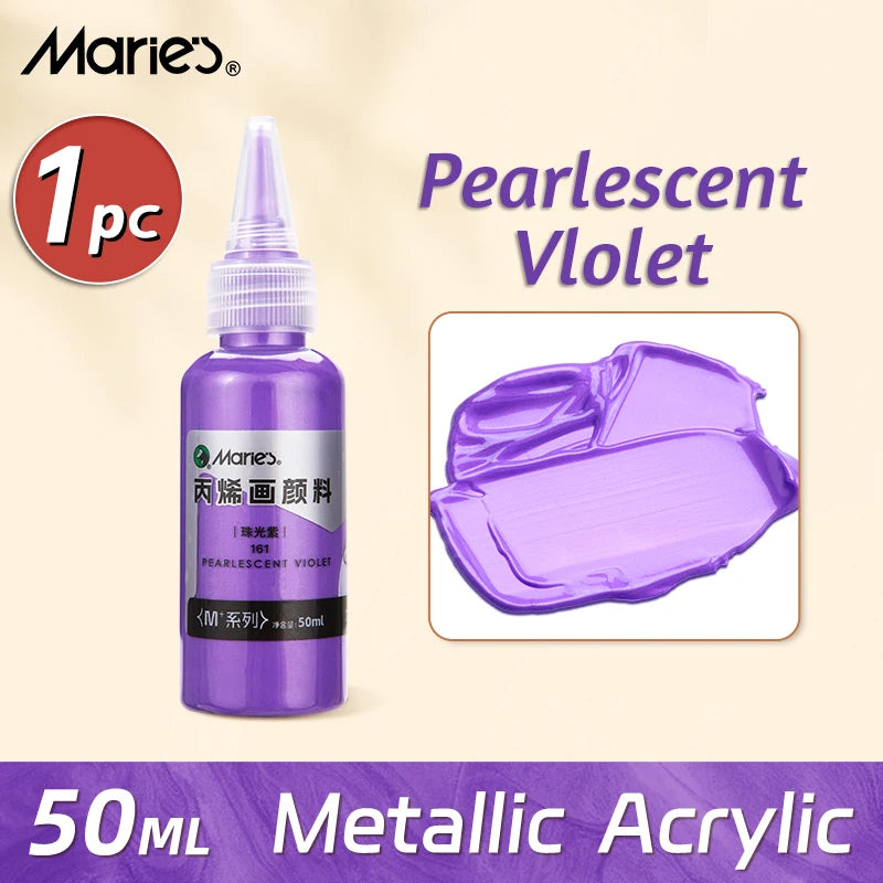 50ml Metallic Acrylic Paint in Pearlescent Gold & Silver