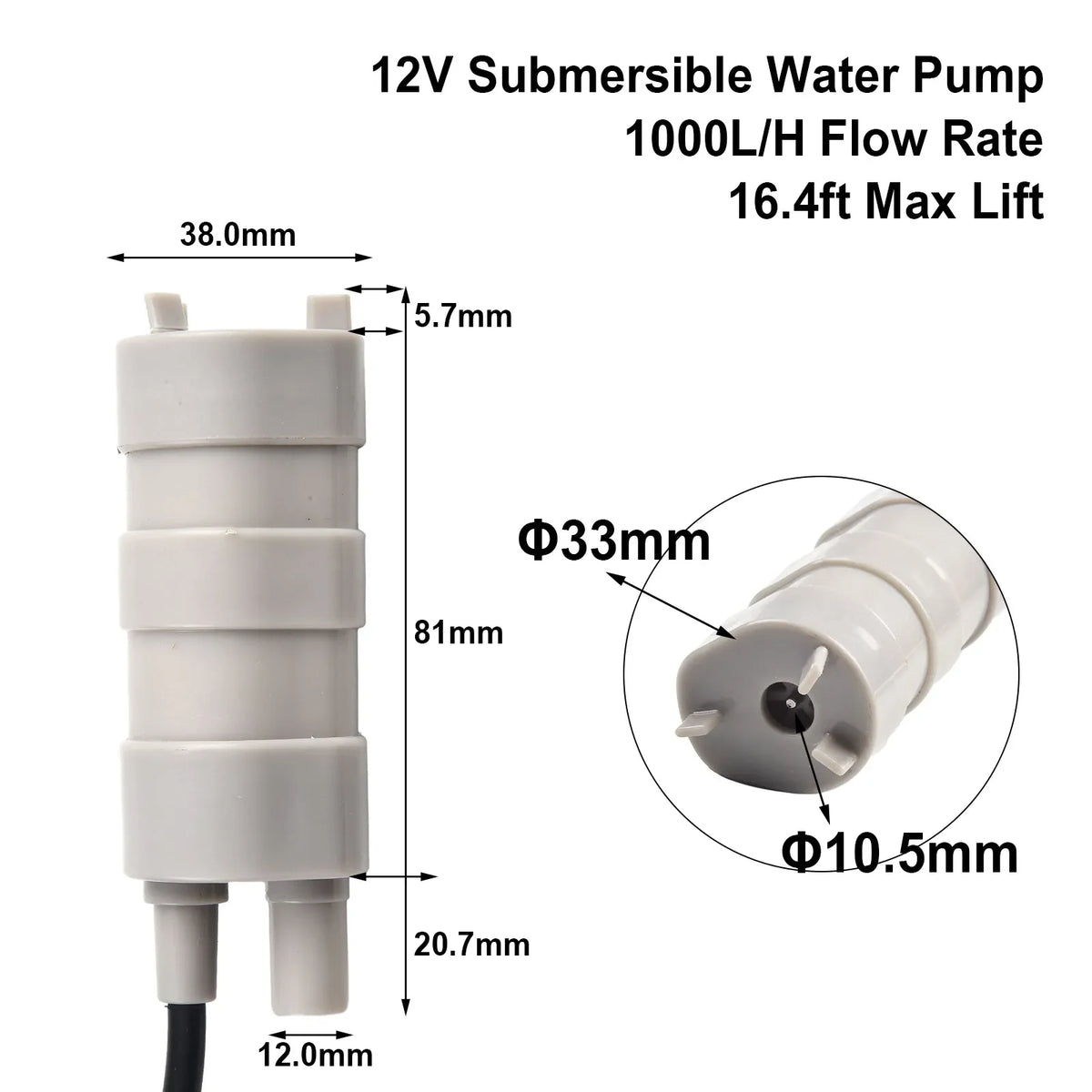 12V Submersible Water Pump, 18W