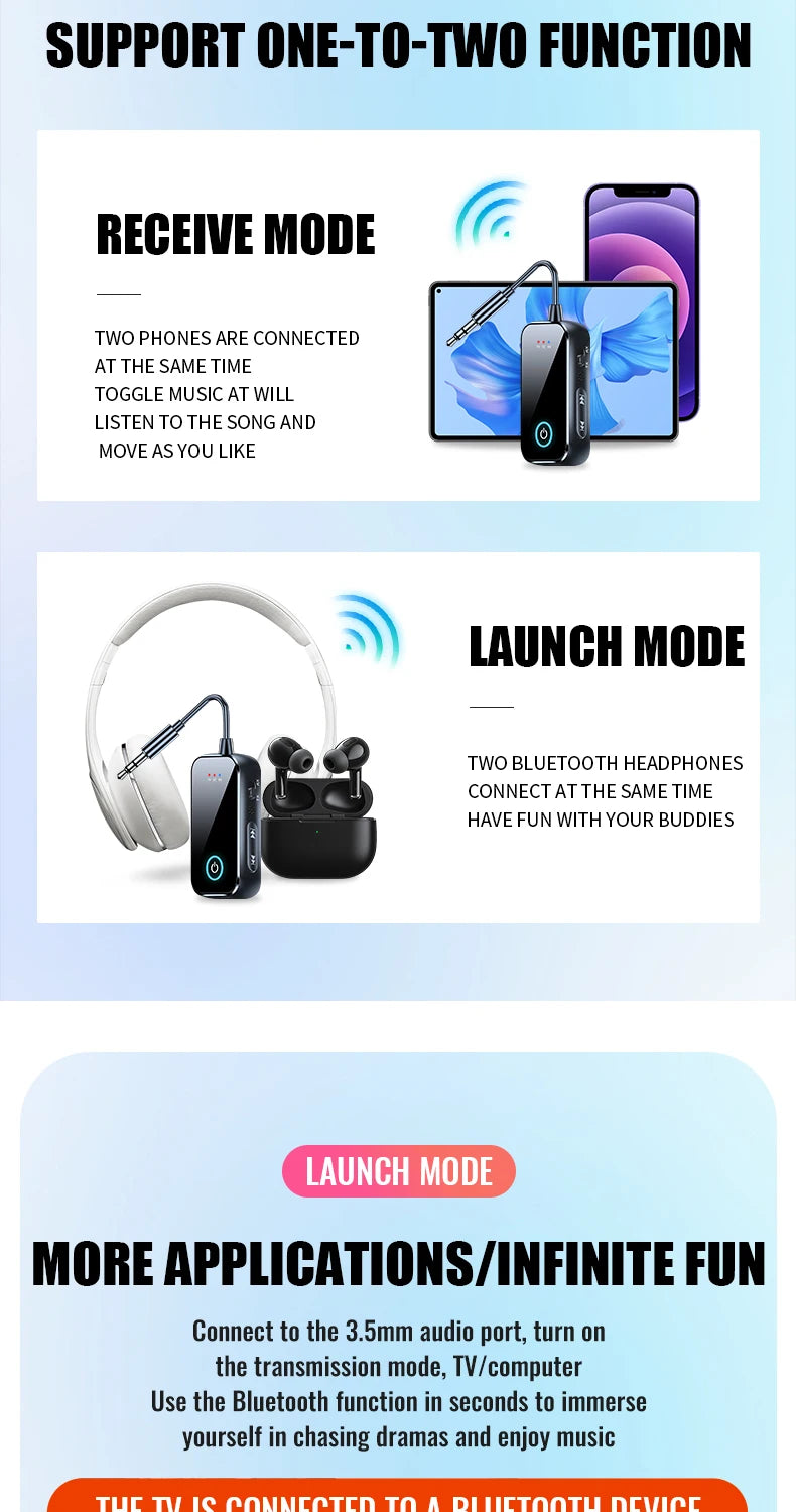Zwei-in-eins Bluetooth-Audiosender und -empfänger