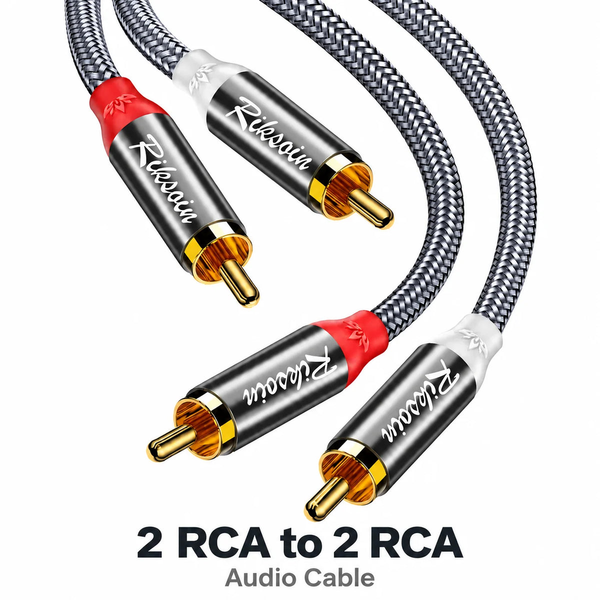 Braided 2 RCA to 2 RCA Stereo Audio Cable
