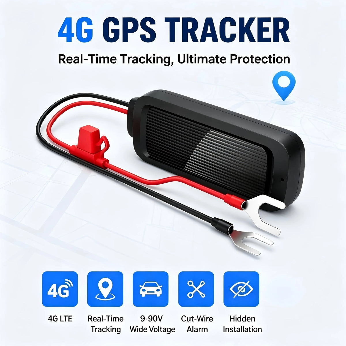 4G GPS Tracker for Car Motorcycle Truck Van Real Time Vehicle Tracking Anti Theft Cut Wire Alarm Subscription Required