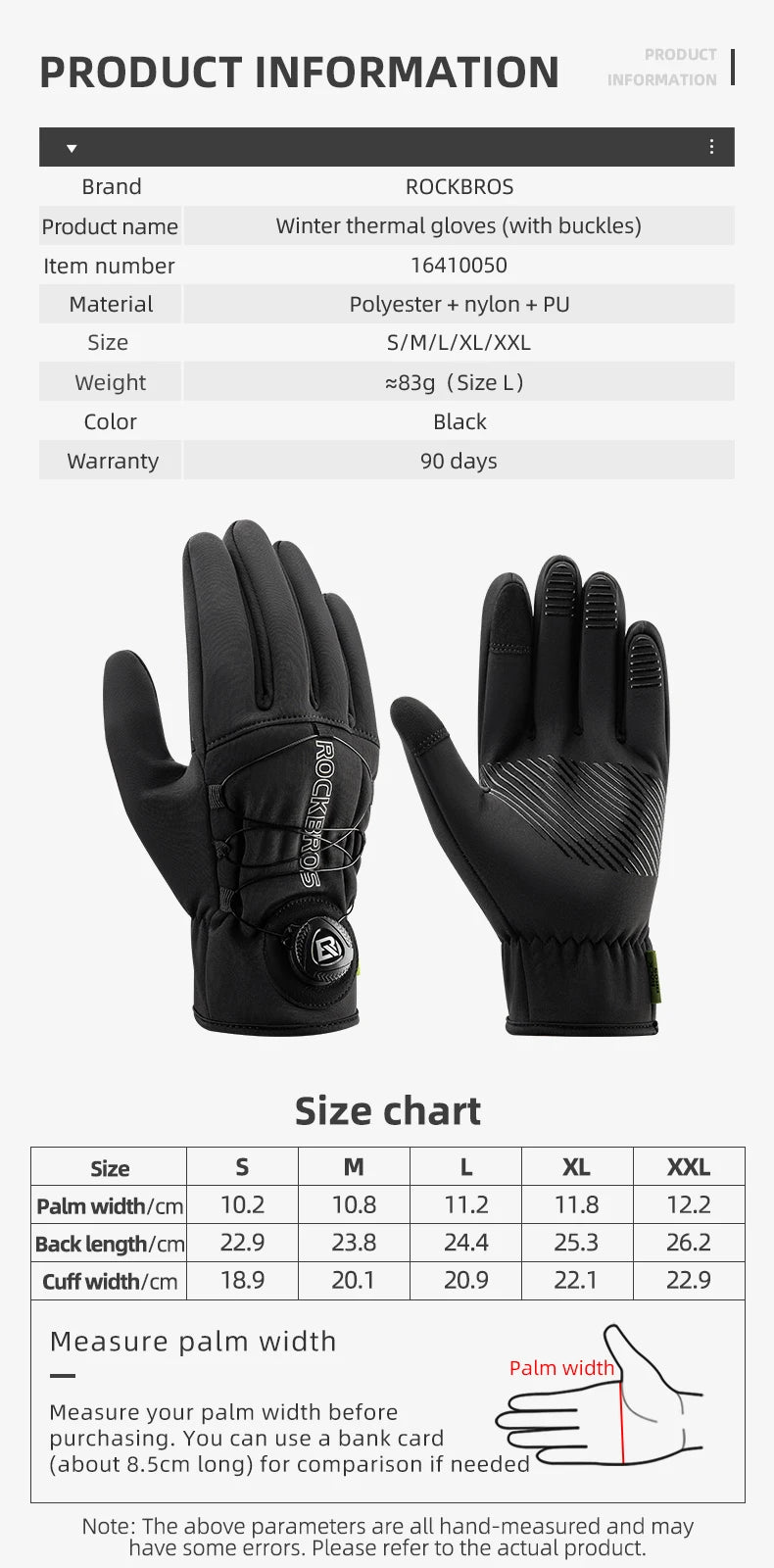 Vinter Cykelhandsker Touchscreen Fuld Finger Varm Anti-Skrid Greb