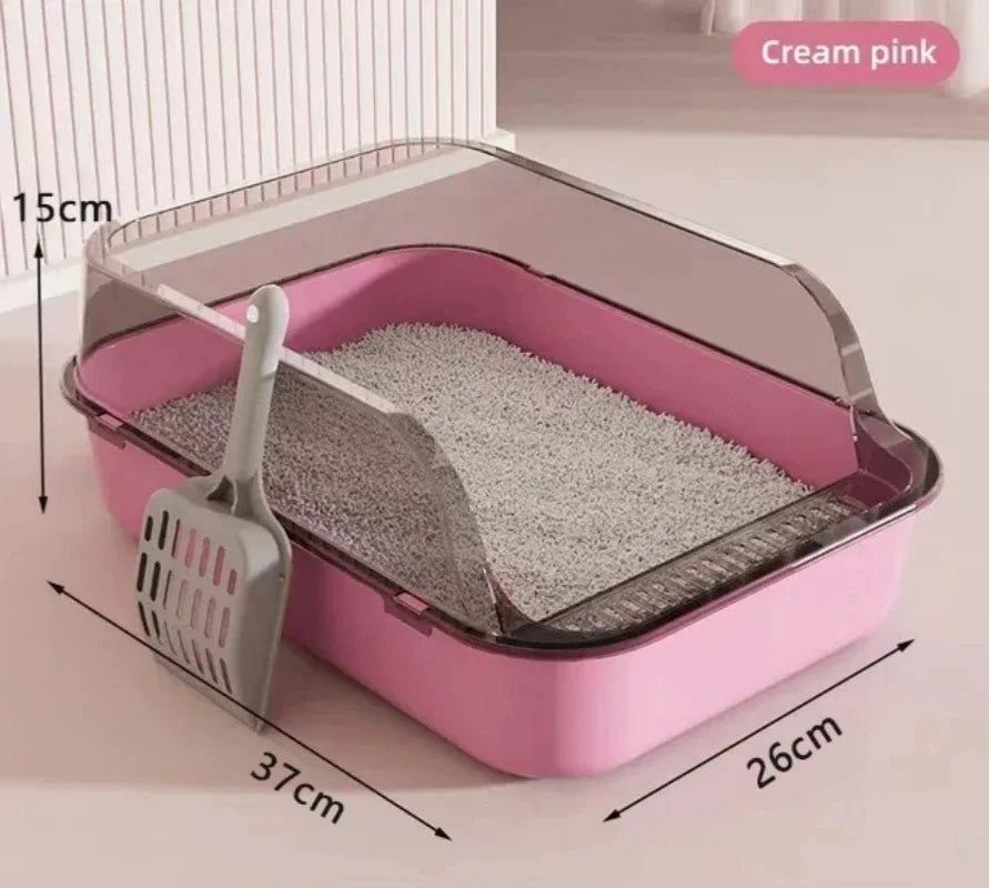 Kitty Sandbox Cat Litter Box Semi-enclosed Splashproof Cat Tray Cat Toilet Cleaning Basin Supplies Pet Toilet Kitten Tray Bedpan 