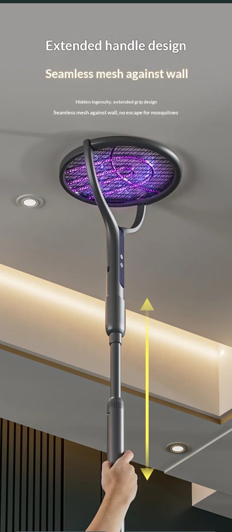 Rotating Head Rechargeable Electric Bug Zapper Racket