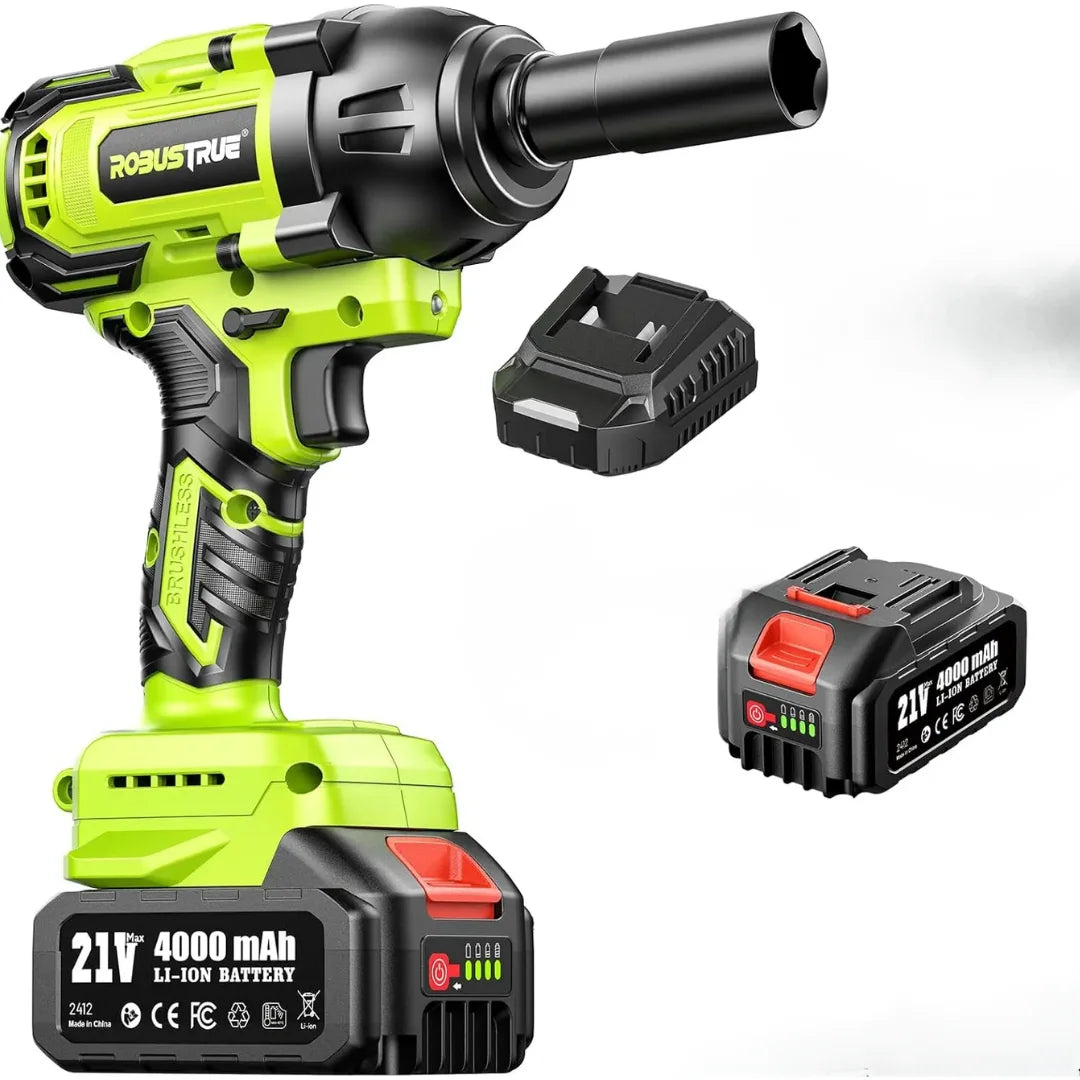 1200Nm 1/2 Inch Cordless Impact Wrench with 2 x 4.0Ah Batteries