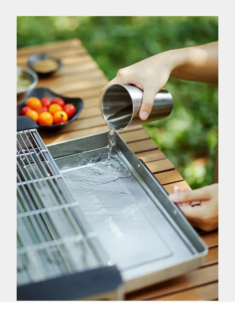 Stylish AMERZIS stainless steel electric grill for indoor and outdoor use, 110-130V American plug with temperature control and removable surface brush, ideal for cooking steaks and vegetables