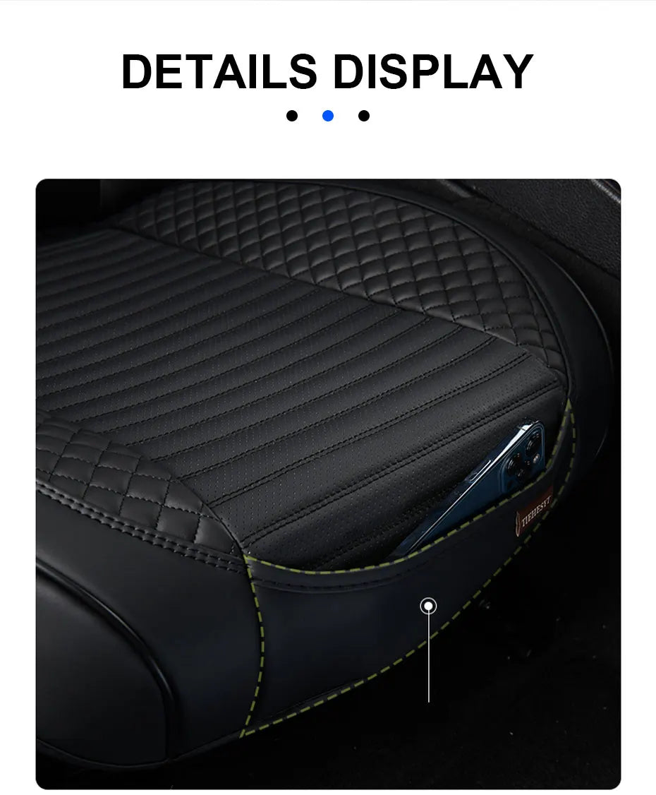 SEAMETAL Full Wrapped Car Front Seat Cover Premium PU Leather Vehicle Seat Cushion Breathable Anti Scratch Chair Protector Mat