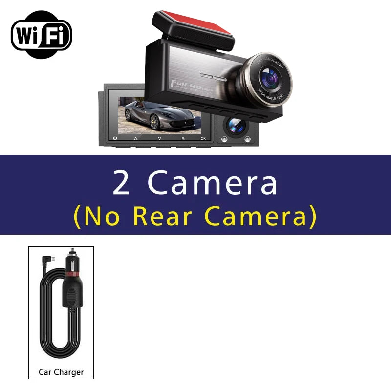 3-kanaals dashcam HD 1080P wifi, DVR voor in de auto, camera met drie lenzen, DVR-videorecorder, dashcam-camcorder