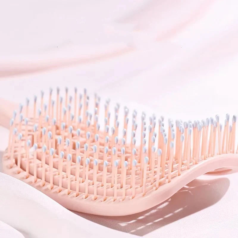 1Pcs Elastic Massage Comb Hollow Out Hair Brush Scalp Massage Combs Hair Styling Detangler Fast Blow Drying Detangling Tool 