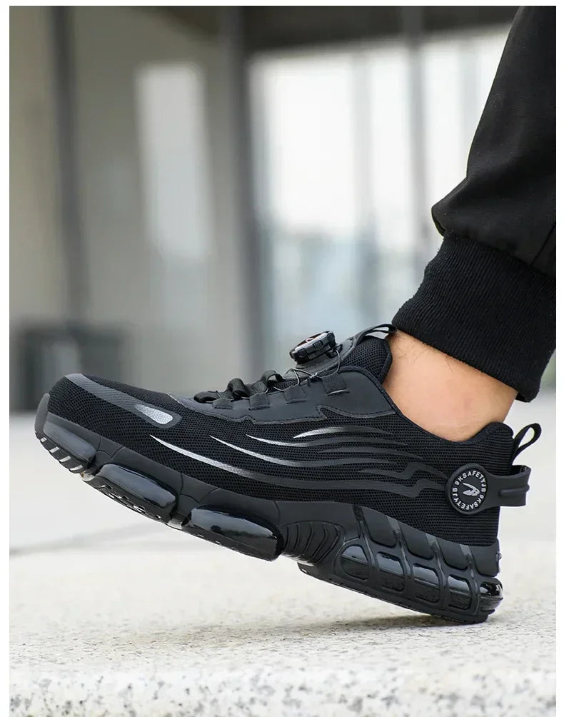 Rotating Button New Safety Shoes Men Anti-smash Anti-puncture Work Shoes Fashion Men Sport Shoes Security Protective Boots Men 