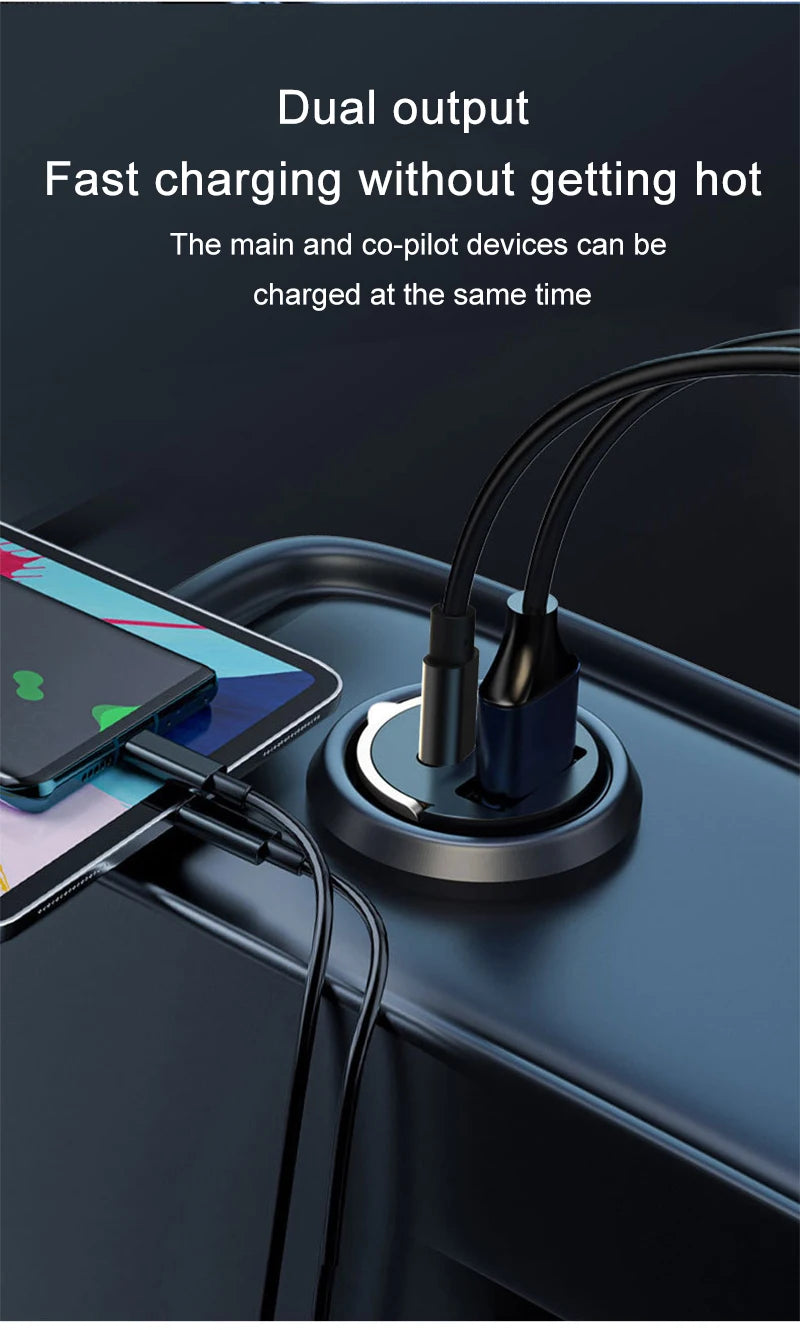 200W Mini Car Charger Fast Charging for iPhone QC3.0 Mini PD USB Type C Car Mobile Phone Charger for Xiaomi Samsung Huawei