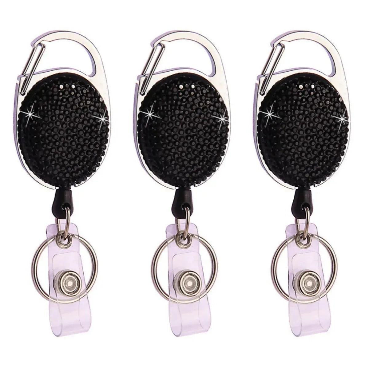 Retractable Crystal ID Badge Reel Keychain