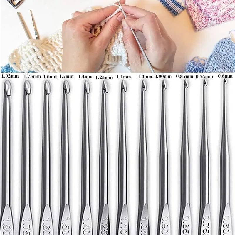 KOVEEN 59Pcs/Set  Portable Crochet Knitting Set DIY Beginner Crochet Hook Kit With Storage Bag Material Pack and Storage Tools 