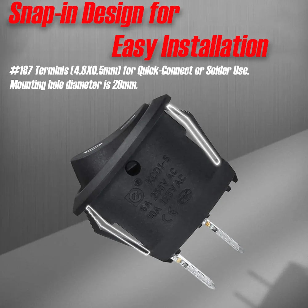 1-10Pcs 20mm Round Practical Joystick Switch SPST 2 Pin Snap-in ON-Off Toggle Switch Universal 12V for Car RV Boat