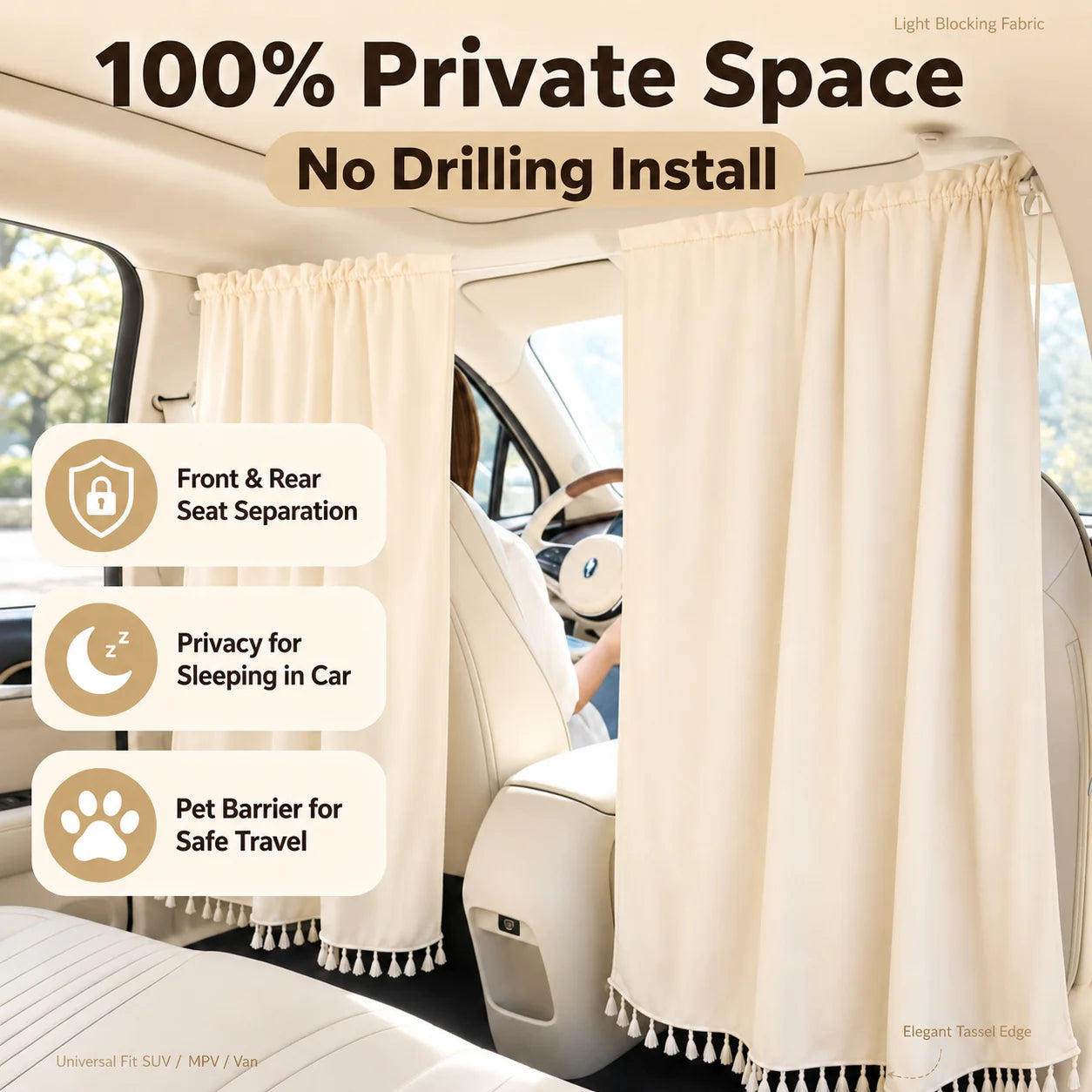 Universal Car Divider Curtain Privacy Partition Sun Shade