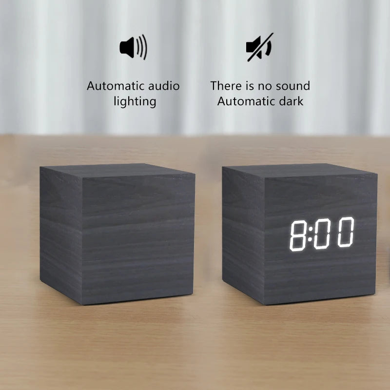 LED Digital Alarm Clock with Sound-Activated Display