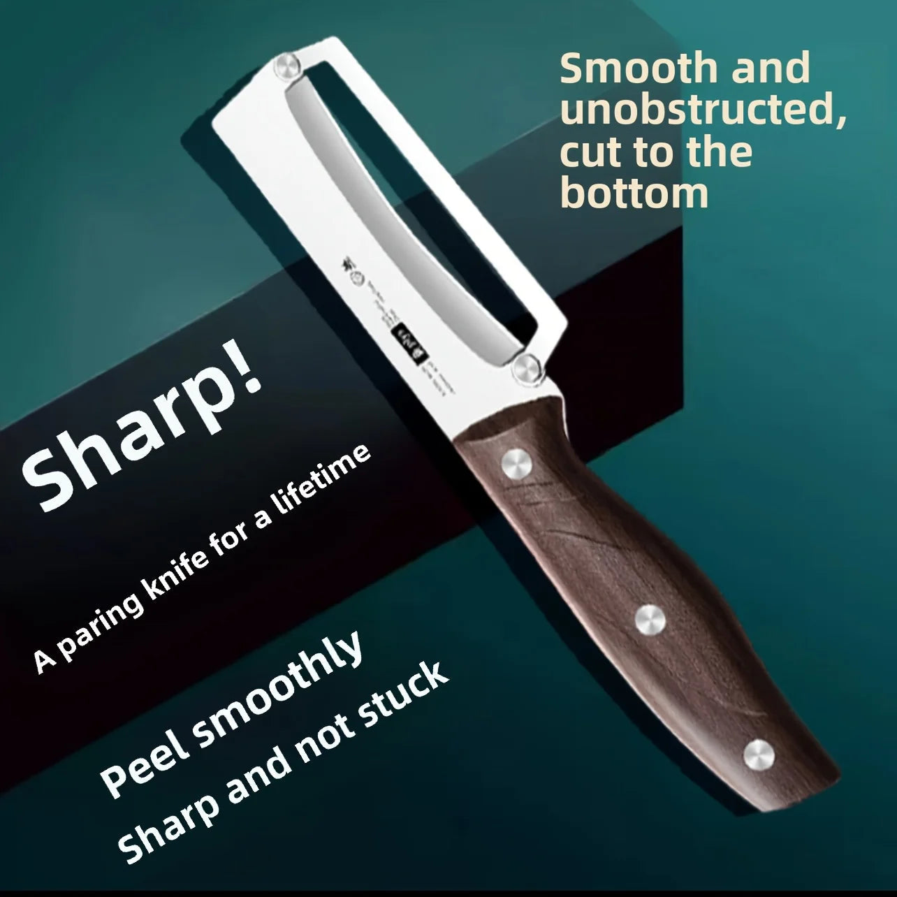 Stainless steel peeler with wooden handle for peeling and slicing fruits and vegetables | Durable and smooth operation 