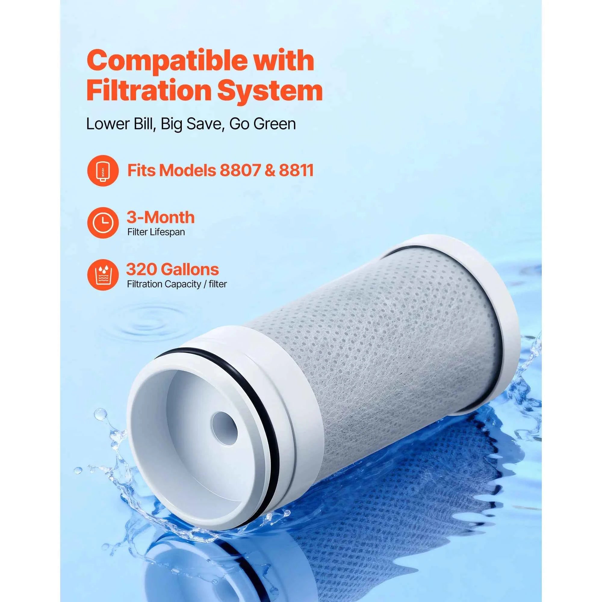 SucceBuy Faucet Filter Replacement 3-Pack Water-Filter Cartridge High-Efficiency Filtration 3-Month Value and 317 Gal Lifespan