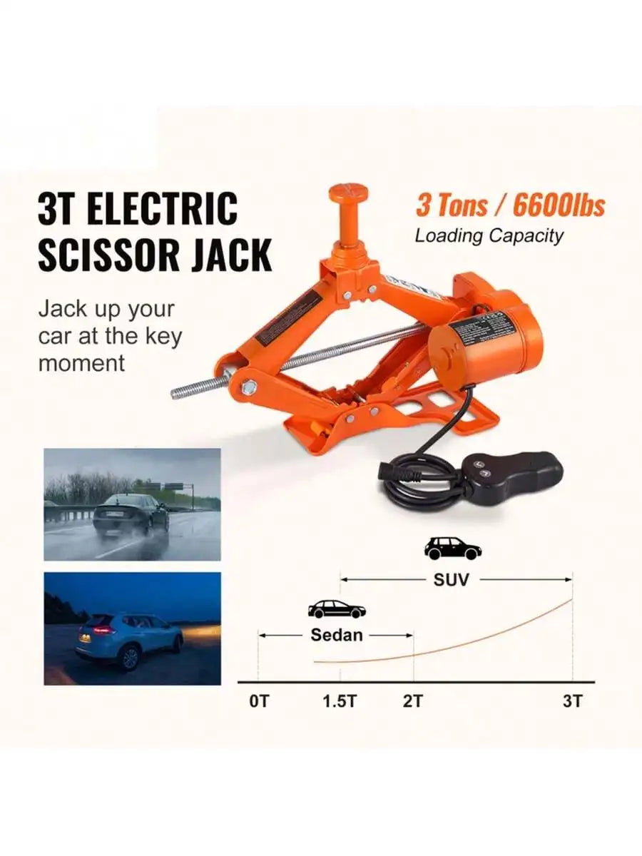SucceBuy Electric Car Jack 3T Scissor Jack With Electric Impact Wrench 12V Portable Car Jack Lifting For SUV Truck Tire Change
