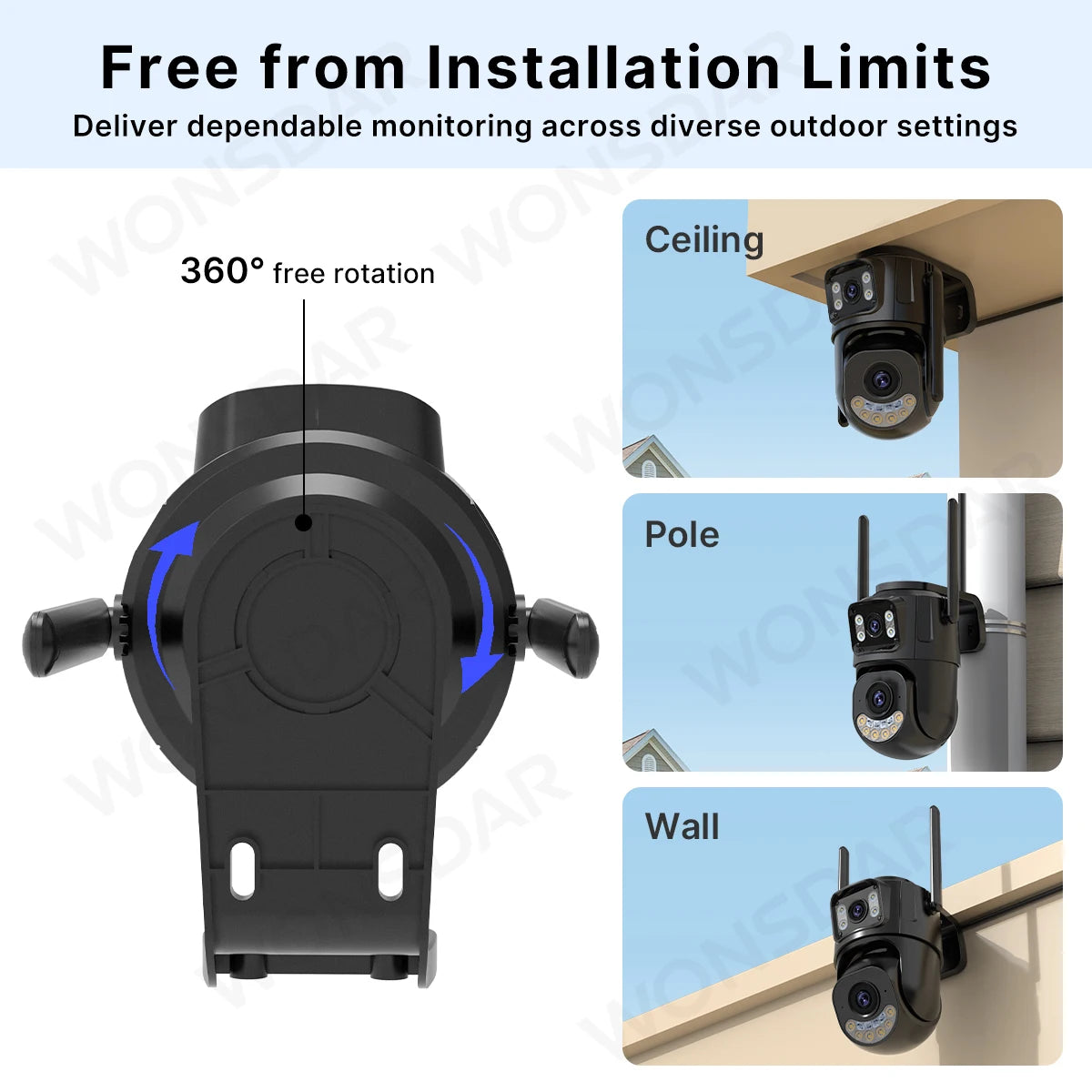 2.4GHz & 5GHz WiFi PTZ Security Camera with Smart Tracking, Night Vision, Two-Way Audio