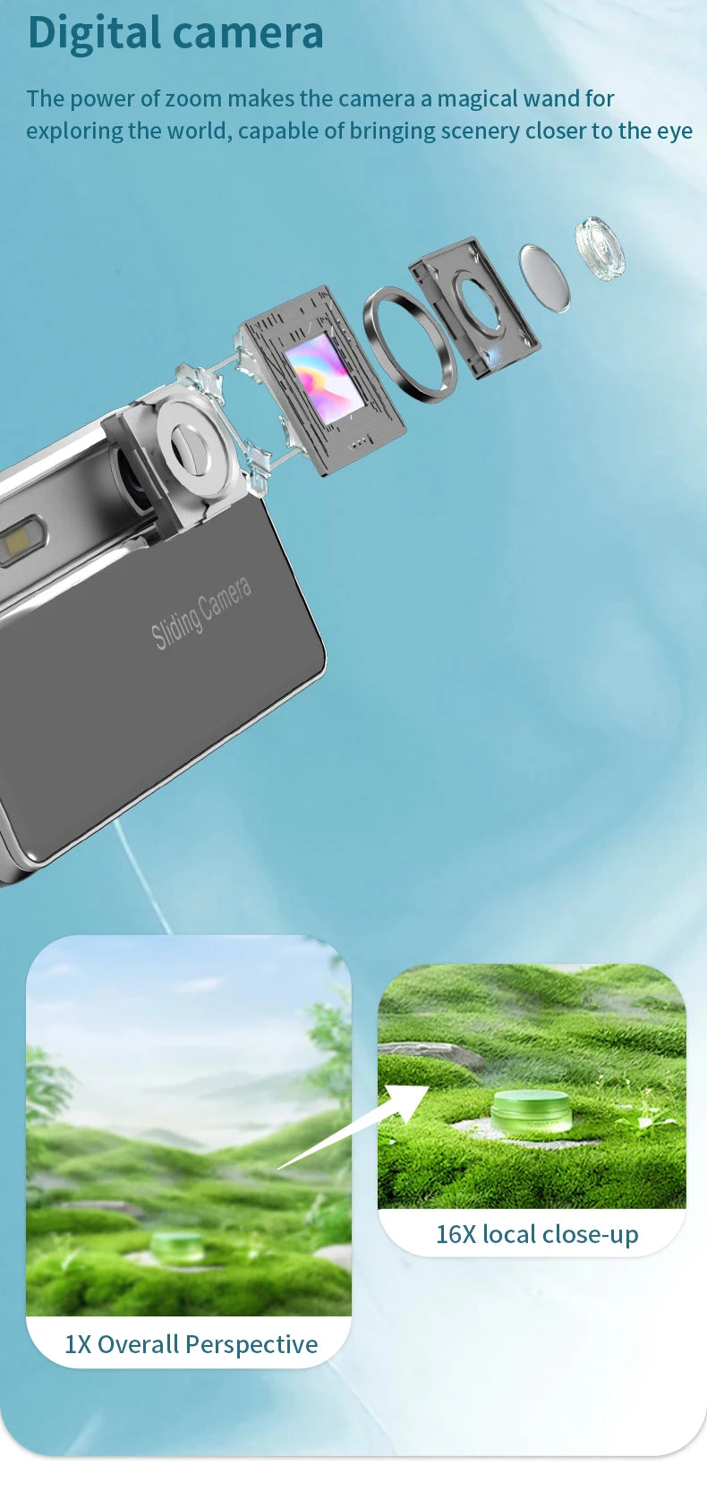 New Sliding Digital Camera CCD Campus 4K High-Definition Camera for Taking Photos and Recording Integrated Student Card Machine